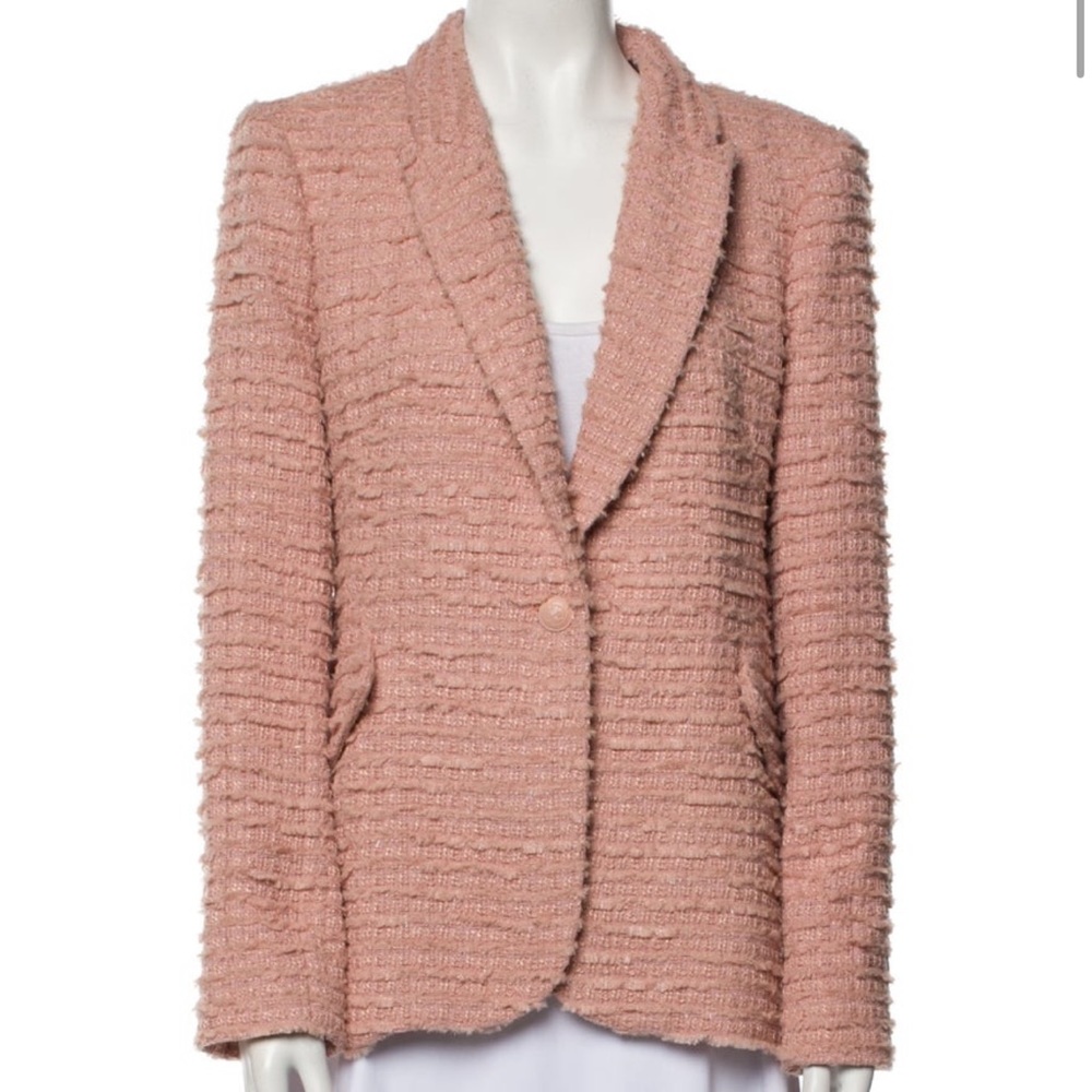L'Agence Chamberlain Metallic Tweed Blazer Dusty Rose - Picture 7 of 11